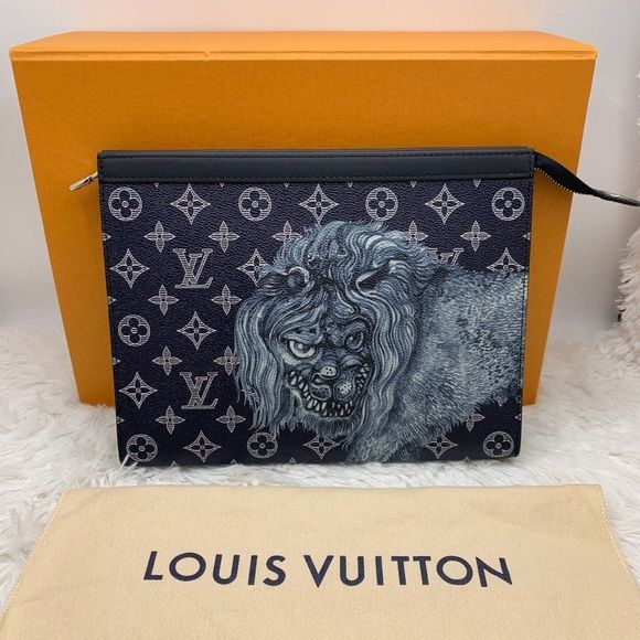 Louis Vuitton Chapman Brother Lion Pochette Voyage bag clutch Monogram LV Savane - Picture 3 of 13